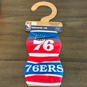 NBA 76ERS reusable 100% cotton stretchy face mask covers set of 2